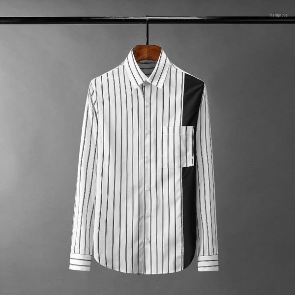 

lu long sleeve mens shirts black and stripe casual mens dress shirts fashion slim fit party man shrits1, White;black