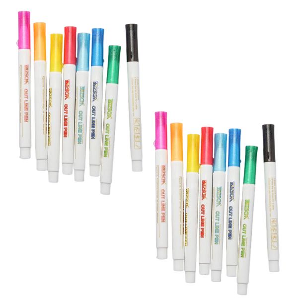 

2 sets 8 colors self-outline metallic markers dual line journal writing pen
