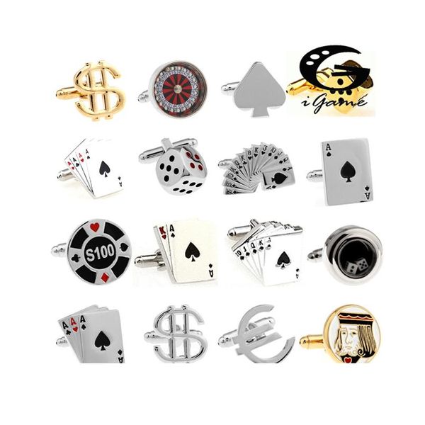 

бесплатная доставка мужская манжета ссылки азартные казино серии roulette dice poker jeton дизайн моды запонки оптом wmtnso, Silver