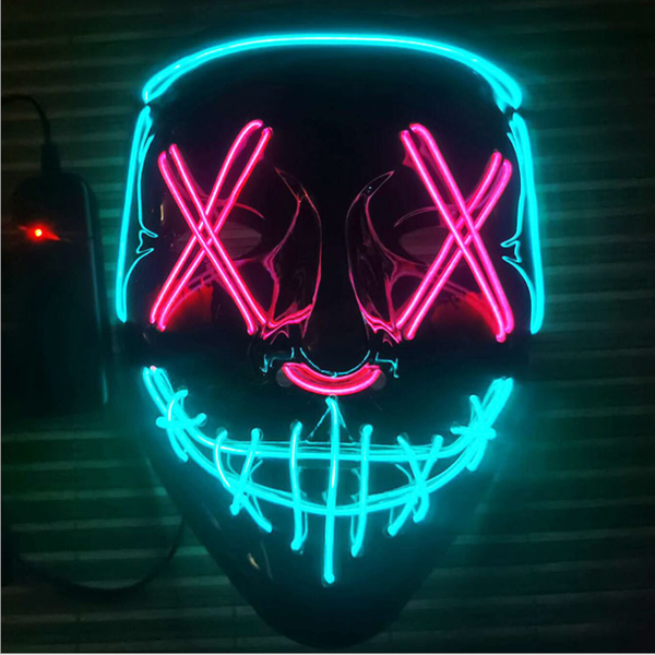 Accessori per costumi Maschera di Halloween Maschera a LED a colori misti Maschera per feste Maschere in maschera Maschera al neon Luce che si illumina al buio Horror M