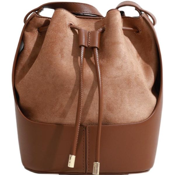 

shoulder bags large capacity drawstring bucket bag 2021 trendy matte leather crossbody for women bolsa