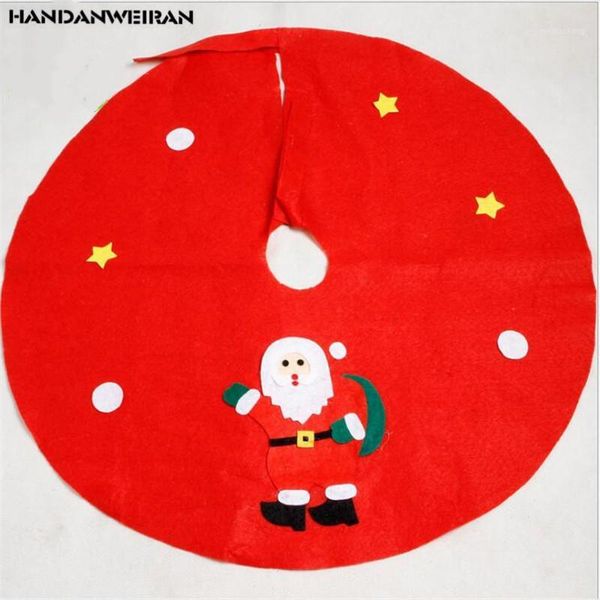 Decorações de Natal 1pcs 45cm para Saia de Árvore Red sem tecido em casa Papai Noel Applique Apron1