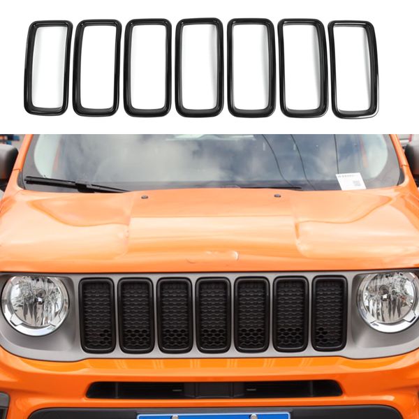 

abs front mesh grille inserts grill cover trim black for jeep renegade 2019-2020 auto exterior accessories
