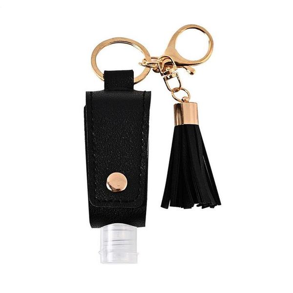 

hand sanitizer bottle cover pu leather tassel holder keychain protable keyring cover storage bags home s qylbur lipper