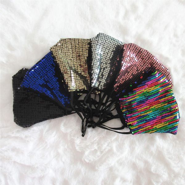 

shipping fashion bling sequin protective masks dustproof washable windproof reuse face elastic earloop mouth mask