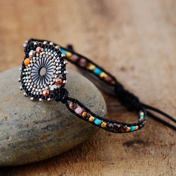 

новые seed buts boho bracelets женские натуральные камни из бисера тканые обертывания браслет уникальные ручной работы дружба brcelets drops, Golden;silver