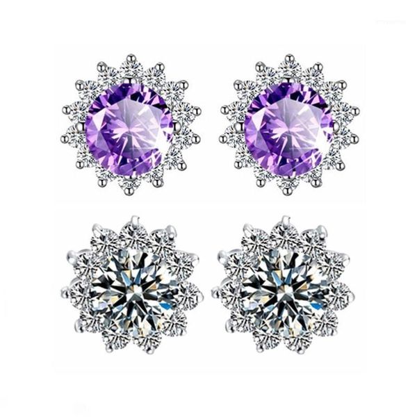 

shiny crystal snowflake stud earrings girl jewelry pure 925 sterling silver earring for women piercing accessories lady bijou1, Golden;silver
