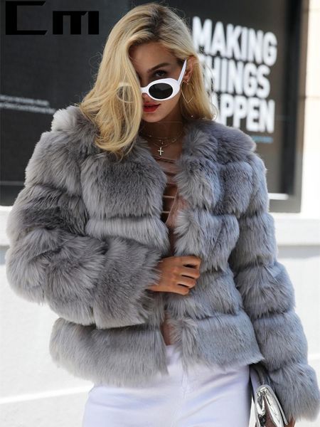 

women's fur & faux factory outlet vintage fluffy coat women short furry fake winter outerwear pink autumn overcoat, Black