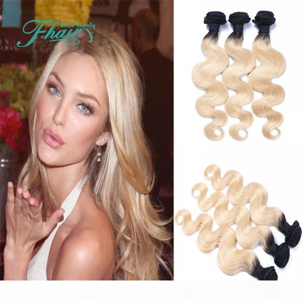 

grade 7a ombre malaysian hair body wave 1b 613 platinum blonde 2 tone ombre hair extensions malaysian body wave human hair, Black