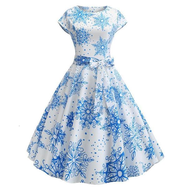 

o-neck big swing vintage christmas dress women summer 50s 60s elegant party dresses casual short sleeve floral plus size dress, Black;gray