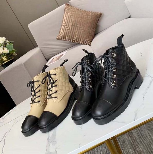 

2020 высококачественные женские кожаные обувь кружева пряжка лодыжки сапоги фабрики прямой женский грубый каблук круглая головка размер: 35, Black