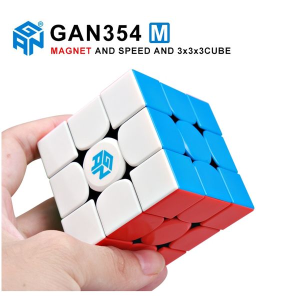 

gan354 m 3x3x3 magnetic speed magic cube stickerless gan 354 professional magnets puzzle speed gan cube educational toy for kid wmtqwm, Black;red