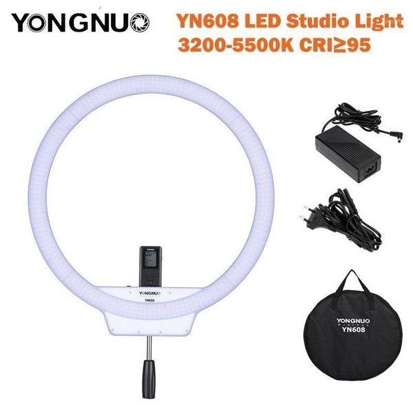 

flash heads yongnuo yn608 led studio ring light 3200k~5500k wireless remote video cri>95 po lamp with carry bag and power adapter1