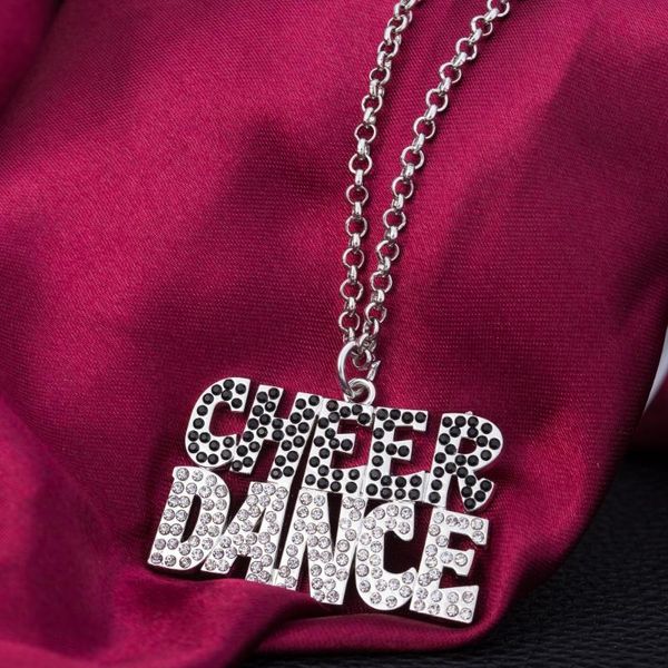 

pendant necklaces eueavan 5pcs crystal cheer dance letter necklace jewelry gift for cheerleader team rhinestone inlaid 7 different color, Silver