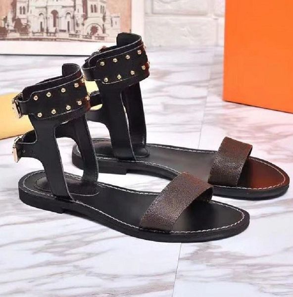 

2023-18 classic high heeled sandals party fashion 100% leather women work shoe designer heels 7cm lady metal belt buckle thick heel woman sh, Black