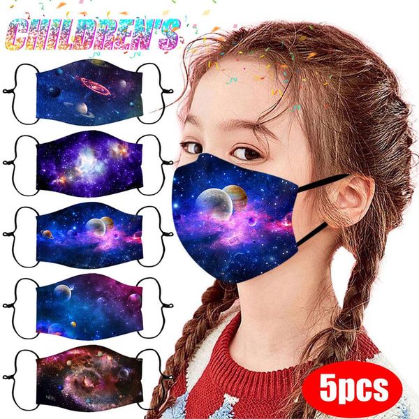 

5 шт. детская маска для лица регулируемые печатные лица maks halloween cosplay mask masque ravable enfant mascarillas mascherine scarf bbyuz