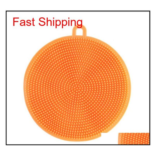 

sile dishwashing brush round brush scrubber dish washing multi-function fruit vegetable scouring pads kitch qyldke bde_luck