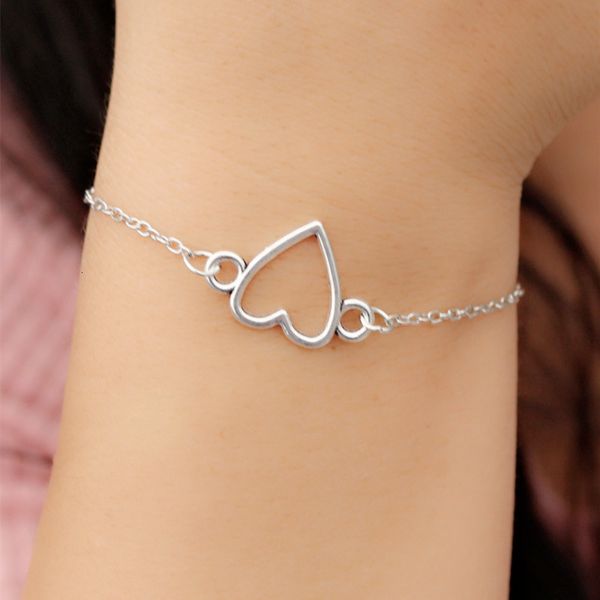 

vintage punk pulseras bijoux new l178 silver plated love heart bracelet for women chain jewelry charm bracelets bang