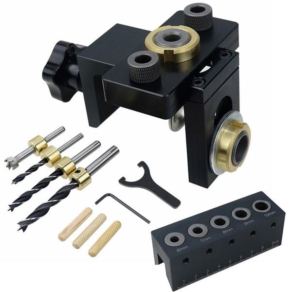 

professional hand tool sets adjustable woodworking 3 in 1 doweling jig kit pocket hole drilling guide locator for furniture connecting punch