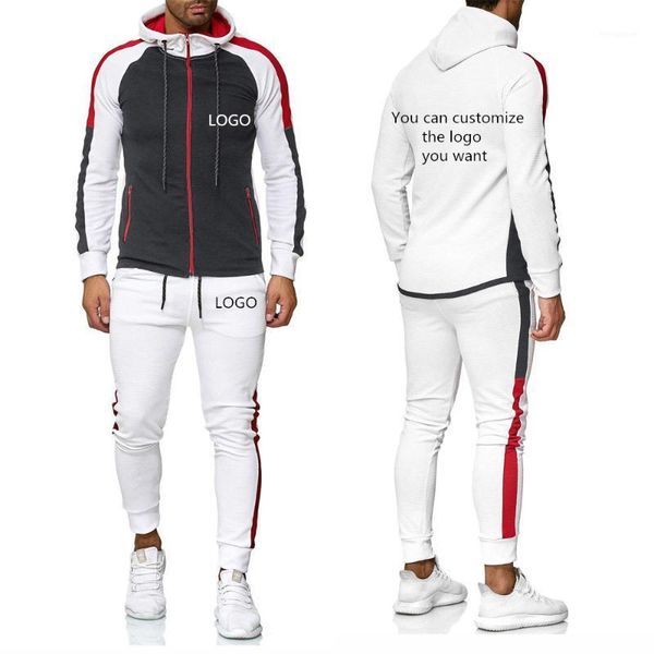 

new in 2020 men hoodies spring autumn stitching fashion cotton streetwear men's jackets+pants 2pcs sporting suit1, Gray