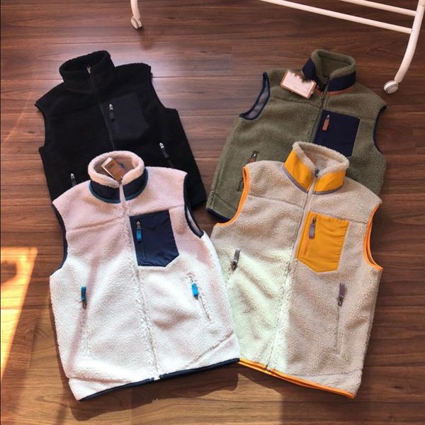 

men women vests thick warm classic retro-x autumn winter couple models lamb cashmere fleece vest high quality, Black;white