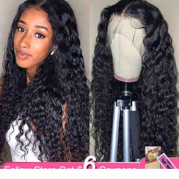 

aircabin 30 inch hd part water wave brazilian natural color remy human hair glueless lace front wigs for women, Black;brown