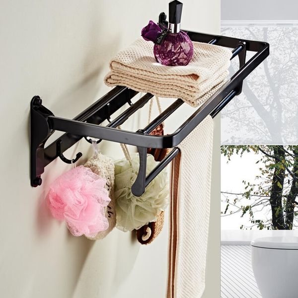 

горячий продавать бесплатная доставка отель настенный держатель ванной полотенце складная полотенце rack55cm черный полотенцедержатель с 5 к