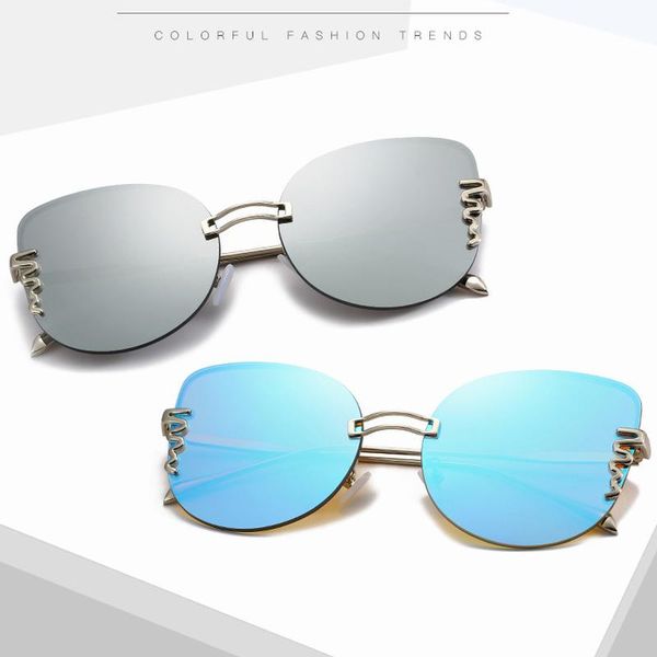 

sunglasses cat eye vintage eyewear eyeglasses metal frame reflective lens sun glasses female uv400, White;black