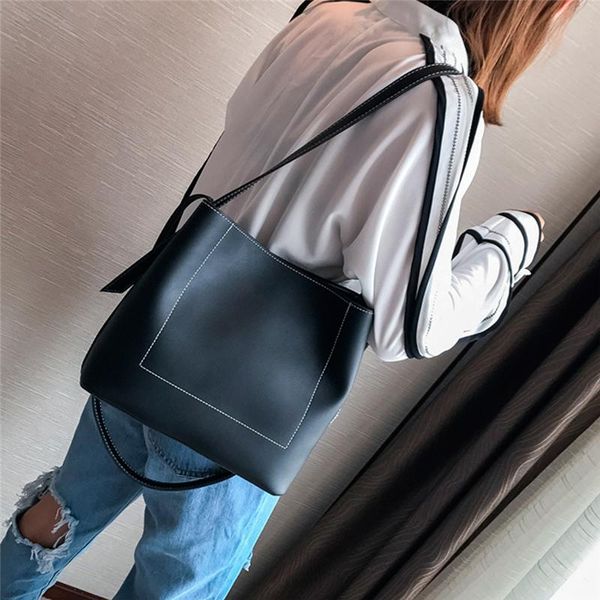 

bolsa feminina women leather handbags lady pu leather shoulder handbag crossbody messenger bag synthetic bucket zipper