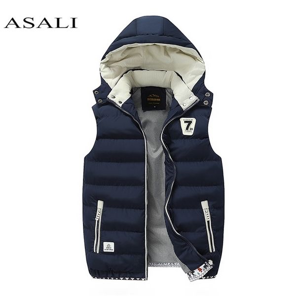 

hooded men winter fleece vest male thick warm waistcoat cotton casual soft vests mens windproof sleeveless jacket parkas 201218, Black;brown