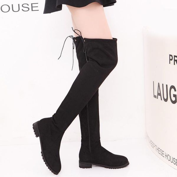 

autumn winter thigh high boots women black over the knee warm plush long boots platform overknee ladies shoes big size1