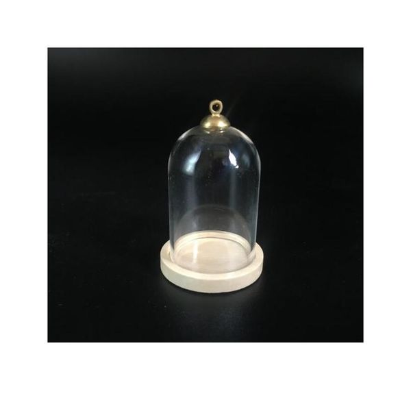 

20sets/lot 38*25mm tube glass globe bottle wood base beads cap set glass vial cover dome glass bottle jar cut bbygbq, Bronze;silver