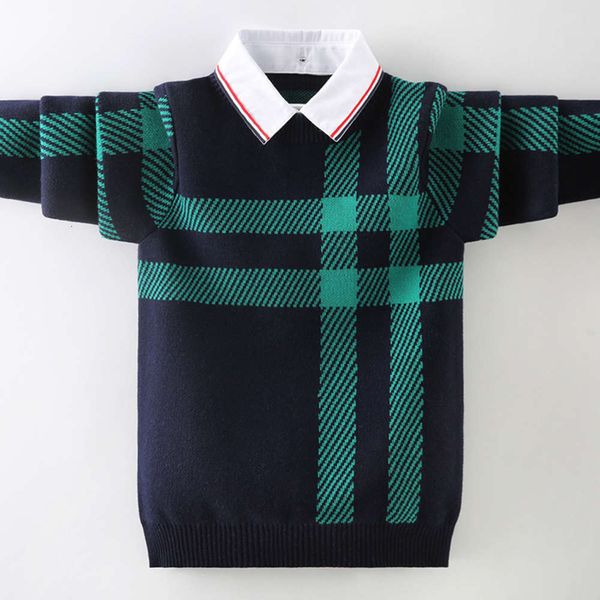 

pullover pure cotton autumn and winter holiday two children's t-shirts boys' sweater, Blue