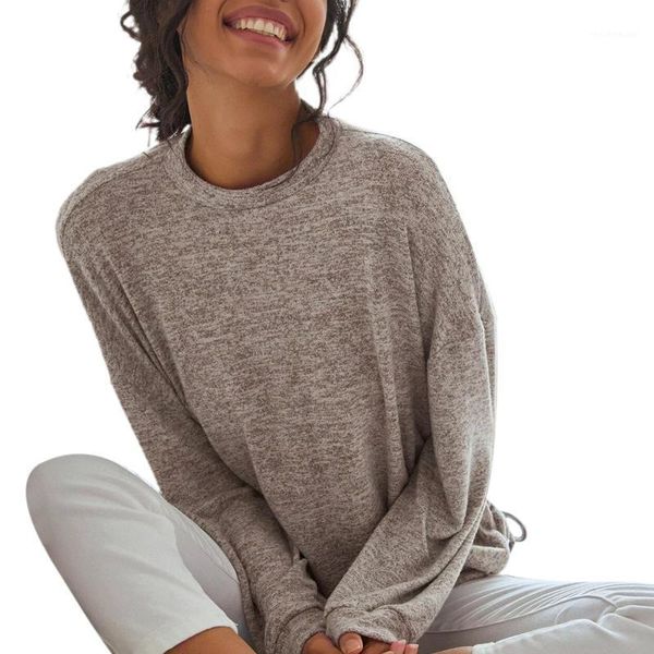 

women long sleeve drawstring casual round neck pullover for women ladies1, White;black