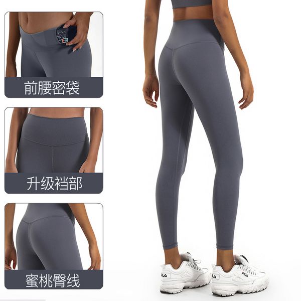 

3m autumn and winter double side sanding nude yoga pants hip raising high waist exercise fitness capris sports fitness pants, Gray
