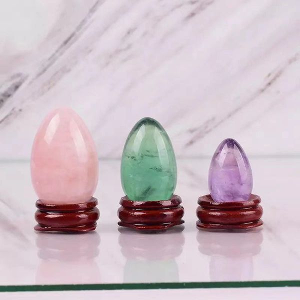 100% pietra naturale Yoni Egg 3Pc Set Undrilled Mixed Rose Quartz Amethyst Fluorite Massage Ball Kegel Exercise Women Vagina Muscolo pelvico