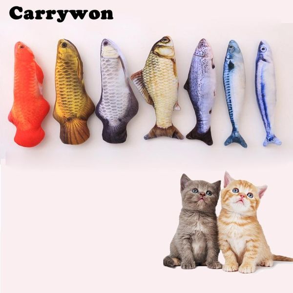 

cat toys carrywon toy plush creative 3d fish shape simulation vivid thicker short stuffed cats scratch chew