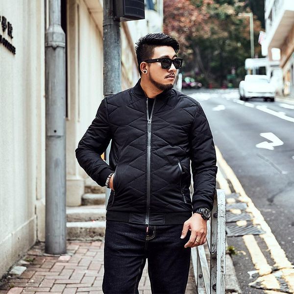 

boutique big yards men's clothing of fatty leisure loose and cotton basic fertilizer increased cotton-padded clothes qiu dong1, Black