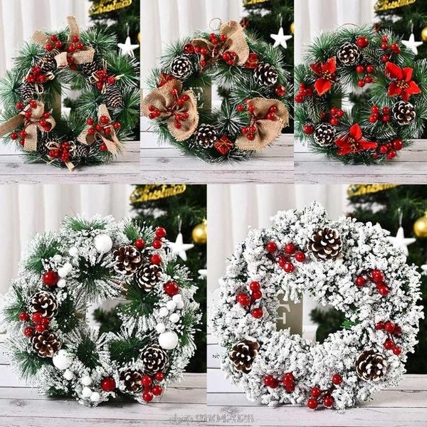

christmas wreath artificial pinecone red berries garland decoration hanging front door wall tree n13 20 dropship