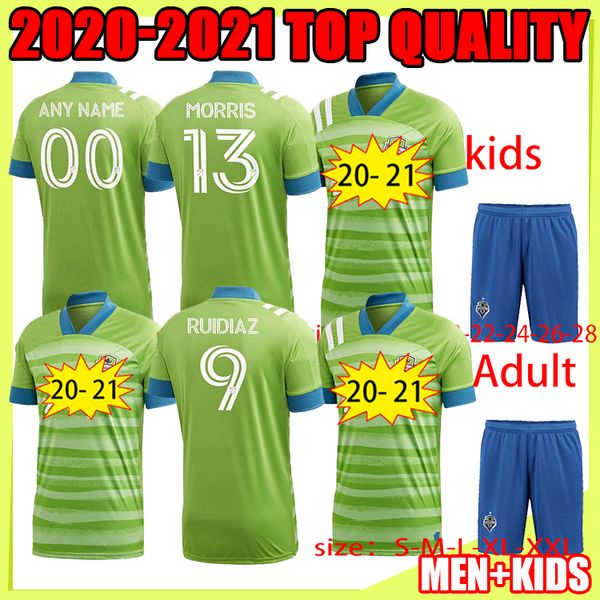 

2020 2021 mls seattle sounders fc soccer jerseys 9 ruidiaz 10 lodeiro 13 morris dempsey torres custom 20 21 home away football shirt, Black;yellow