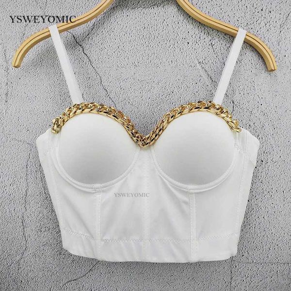 

2020 women new fashion chain thin retro sleeveless outer wear lady chain black white bustier crop d-0211