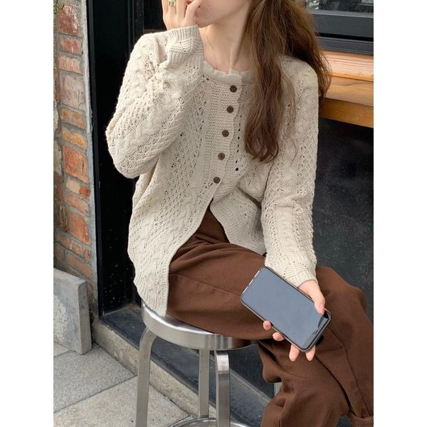 

women's knits & tees oversize womens sweaters autumn vintage cardigans loose winter sweater knitted plus size women cardigan knit butto, White