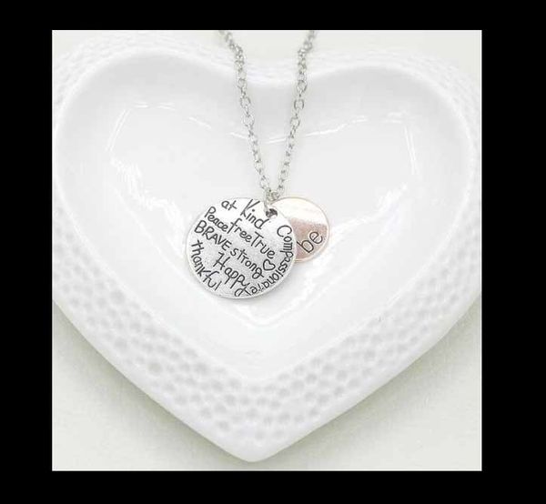 

be letter sell two-tone graffiti women friend brave happy strong thankfull charm pendants chains necklaces christmas