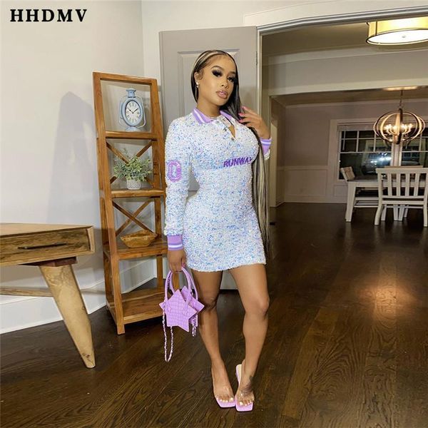 

hhdmv 2021 spring fashion new club party style short dresses long sleeve lapel zipper dresses letters mini short1, Black;gray