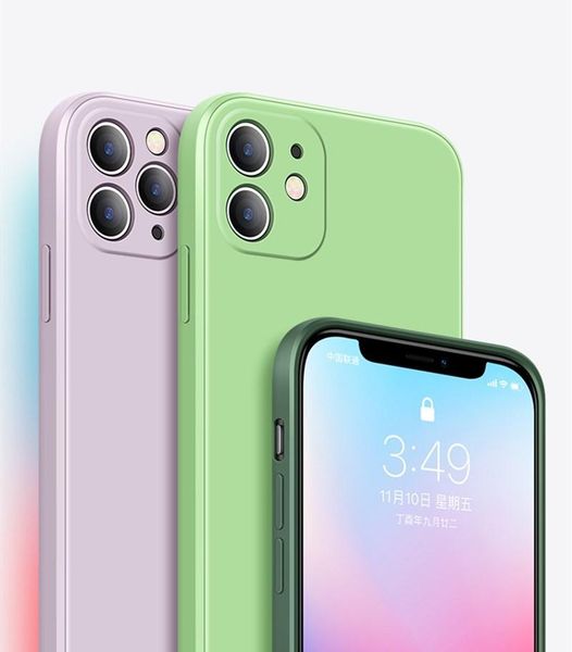 

luxury original square liquid sile phone case for iphone 12 11 pro max mini xs x xr 7 8 plus se 2 slim s bbyfxj packing2010