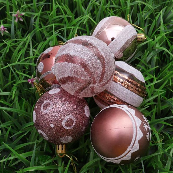

24pcs 6cm christmas balls hanging decoration christmas tree ornaments for party prom rose gold pattern