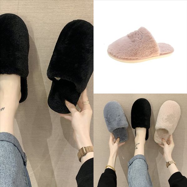 

j7psw women home slippers woman footwear female slippers fashion bling flats winter warm plush shoes women's indoor big minion plush, Black