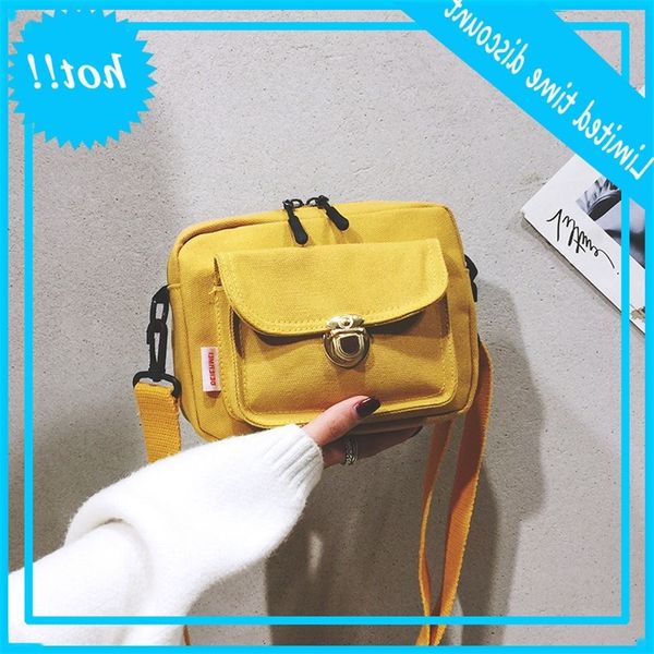 

canvas women's 2020 new korean ins bungee lock broadband small square student one shoulder messenger bag