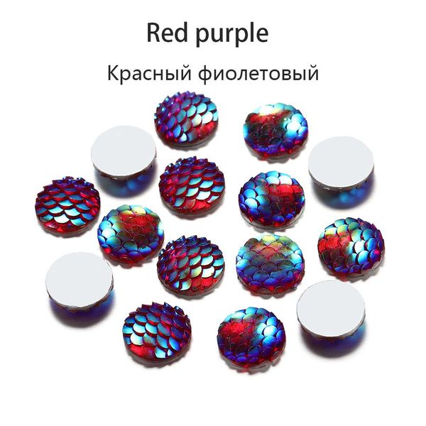 

50шт 12мм смолы плоской задней кабошоны mermaid рыбья чешуя форма кабошон для diy изготовление ювелирных изделий нахождение supplies подвеск