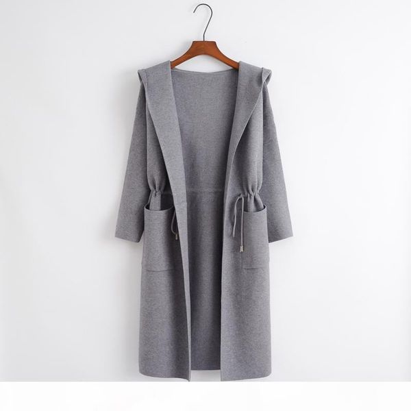 

women sweater casual large long knitted cardigans autumn winter long sleeve solid red hooded warm cardigan, White;black